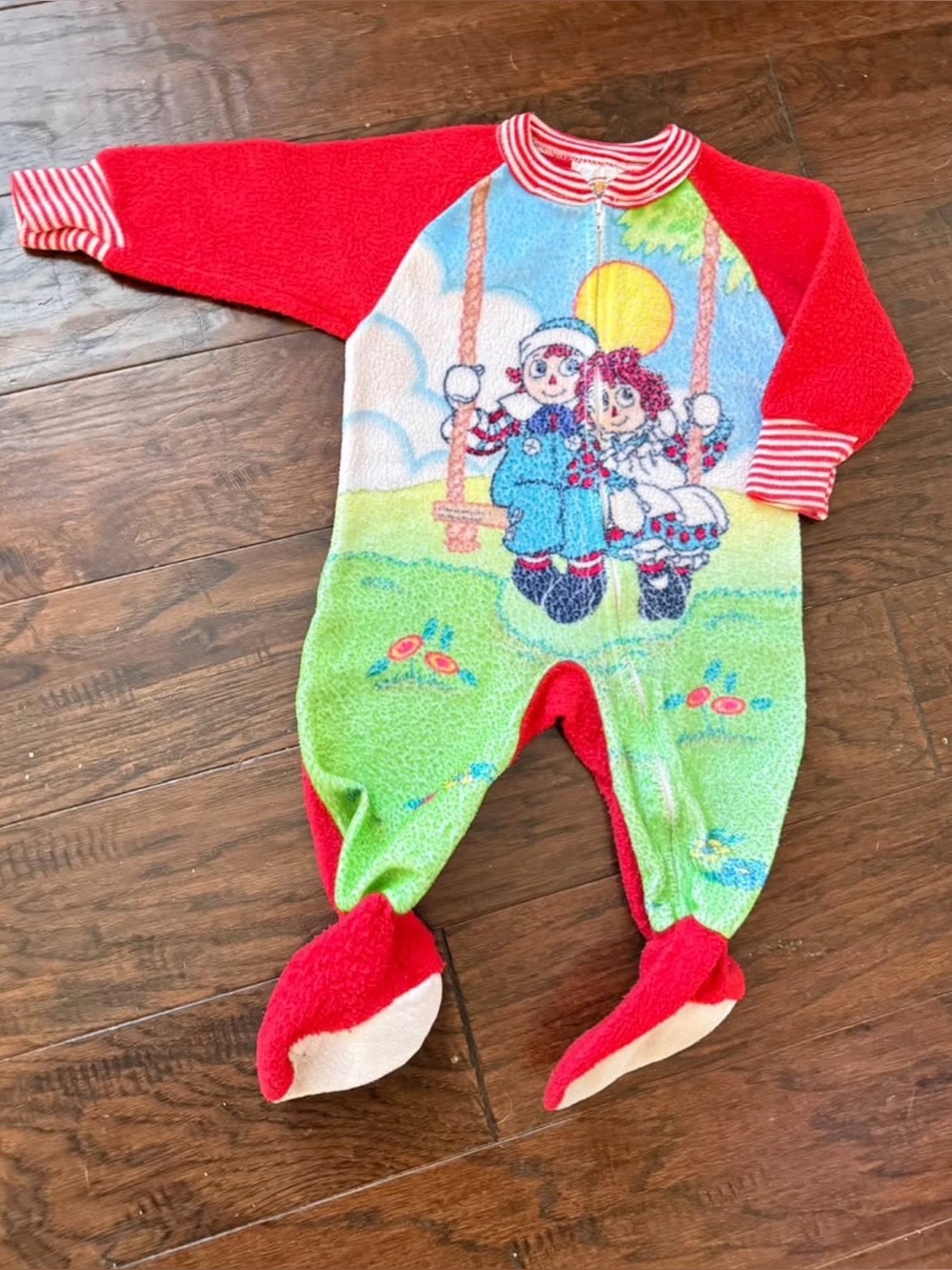 Vintage Raggedy Anne fleece zip sleeper